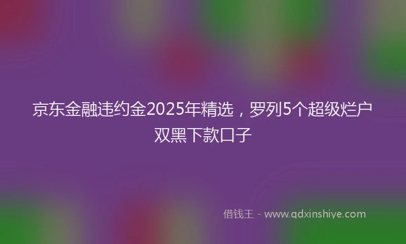 京东金融违约金2025年精选，罗列5个超级烂户双黑下款口子