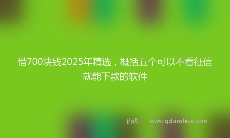 借700块钱2025年精选，概括五个可以不看征信就能下款的软件