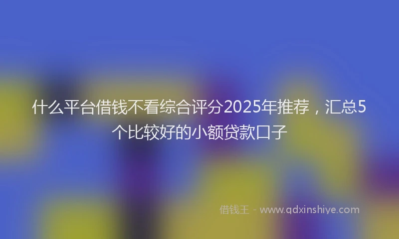 什么平台借钱不看综合评分2025年推荐，汇总5个比较好的小额贷款口子