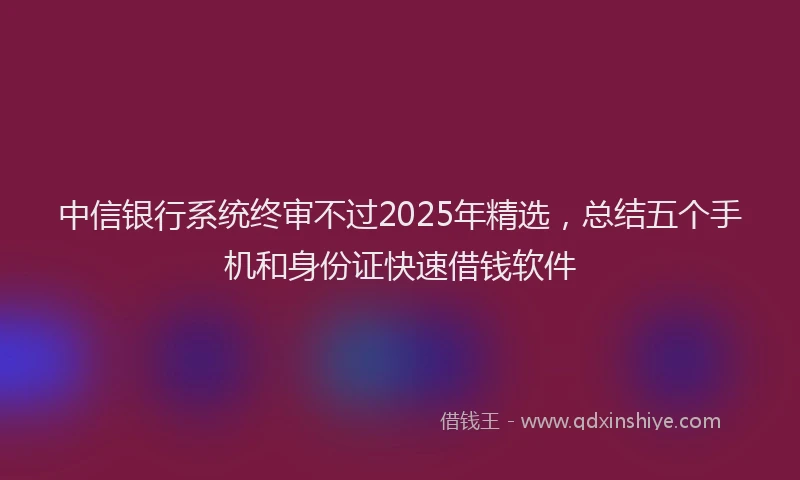 中信银行系统终审不过2025年精选，总结五个手机和身份证快速借钱软件