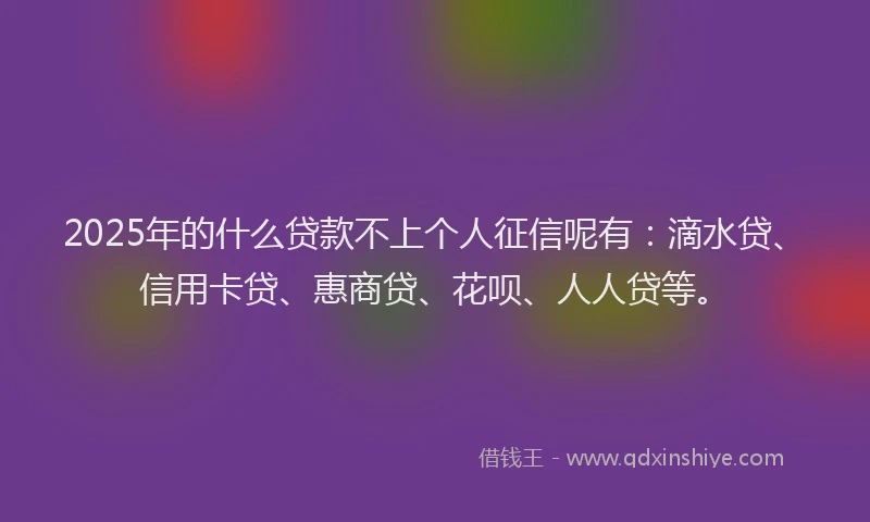 2025年的什么贷款不上个人征信呢有：滴水贷、信用卡贷、惠商贷、花呗、人人贷等。