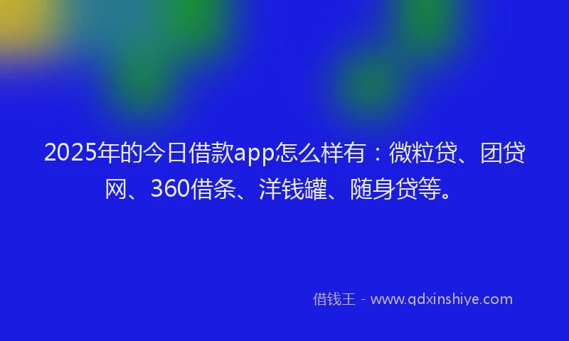 2025年的今日借款app怎么样有：微粒贷、团贷网、360借条、洋钱罐、随身贷等。