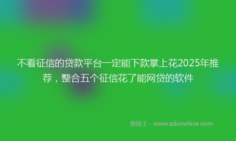 不看征信的贷款平台一定能下款掌上花2025年推荐，整合五个征信花了能网贷的软件