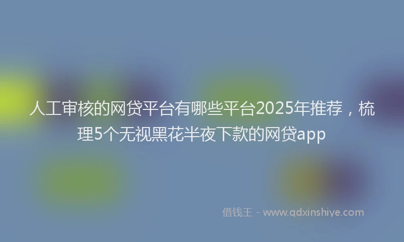 人工审核的网贷平台有哪些平台2025年推荐，梳理5个无视黑花半夜下款的网贷app