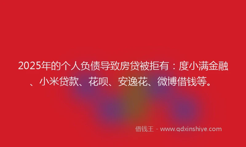 2025年的个人负债导致房贷被拒有：度小满金融、小米贷款、花呗、安逸花、微博借钱等。