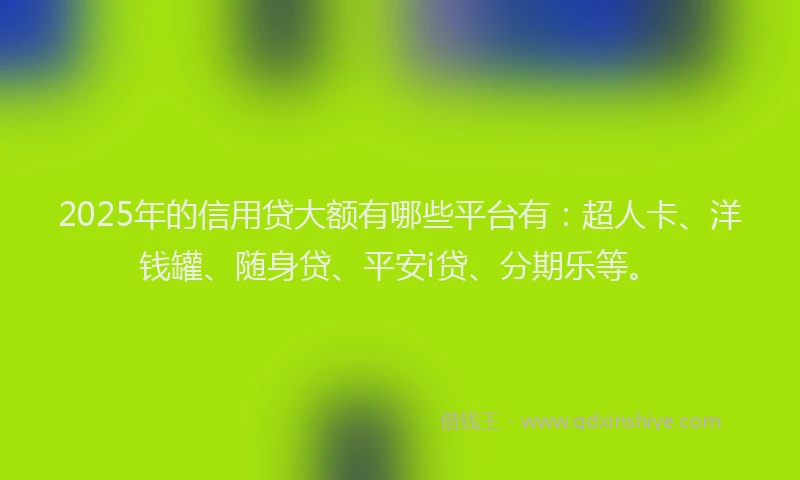 2025年的信用贷大额有哪些平台有：超人卡、洋钱罐、随身贷、平安i贷、分期乐等。