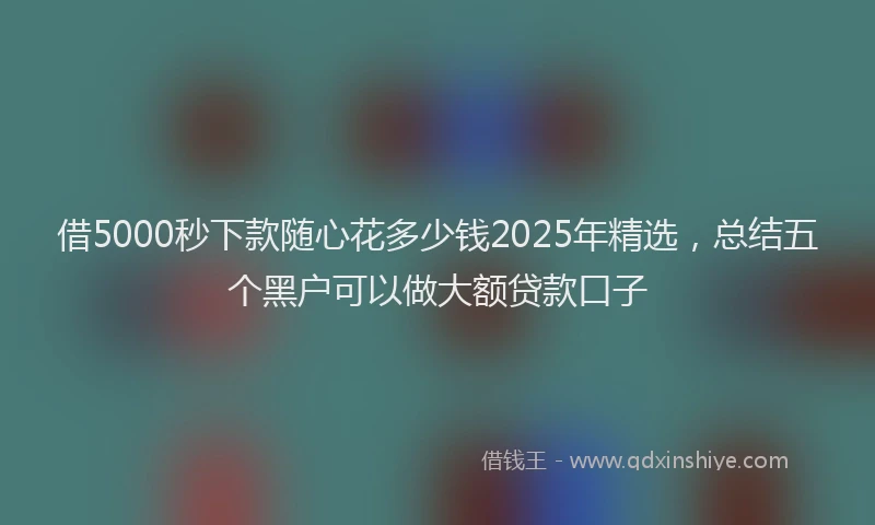 借5000秒下款随心花多少钱2025年精选，总结五个黑户可以做大额贷款口子