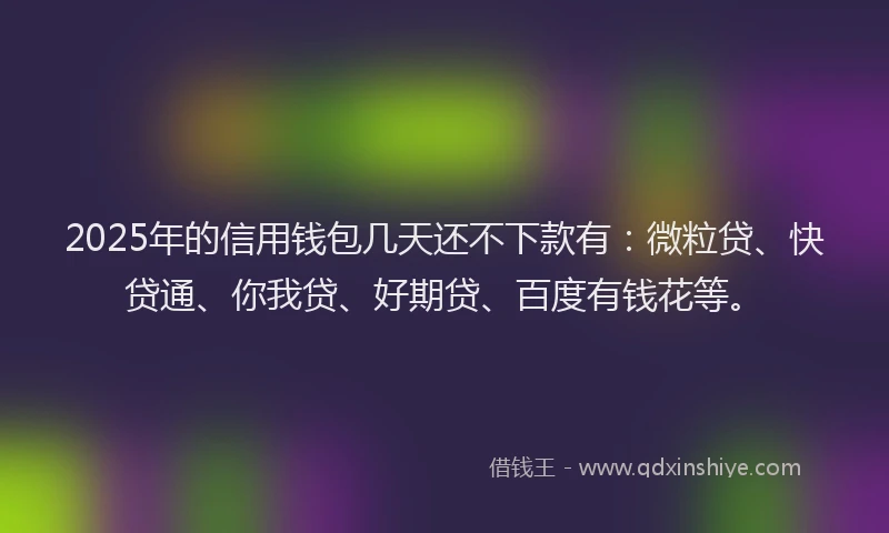 2025年的信用钱包几天还不下款有：微粒贷、快贷通、你我贷、好期贷、百度有钱花等。