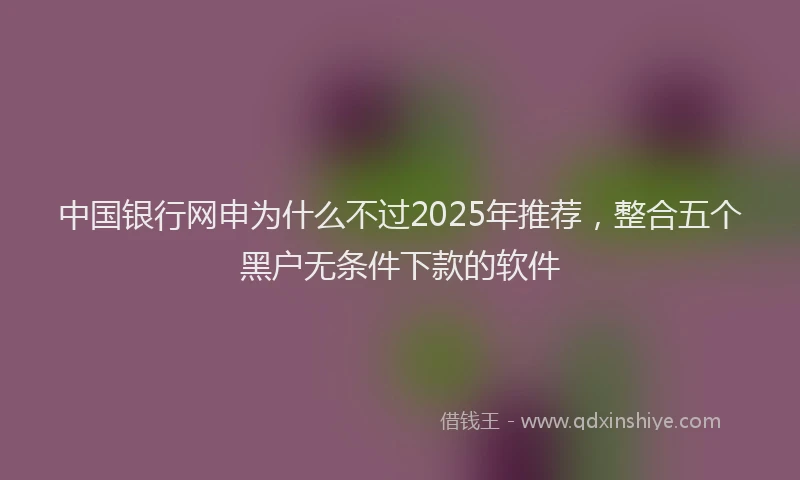 中国银行网申为什么不过2025年推荐，整合五个黑户无条件下款的软件