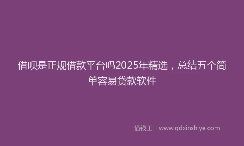 借呗是正规借款平台吗2025年精选，总结五个简单容易贷款软件