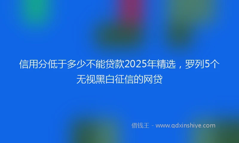 信用分低于多少不能贷款2025年精选，罗列5个无视黑白征信的网贷