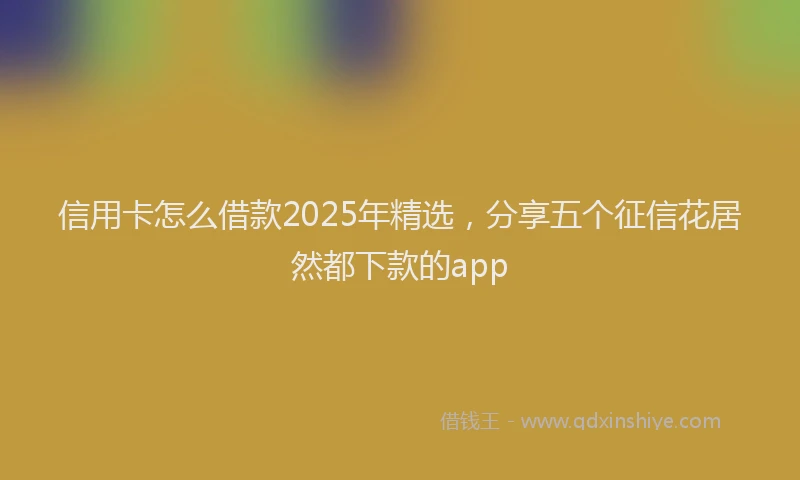信用卡怎么借款2025年精选，分享五个征信花居然都下款的app