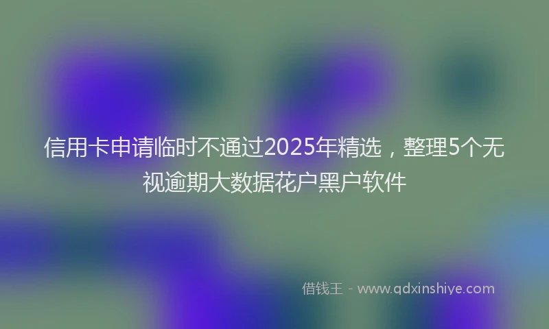 信用卡申请临时不通过2025年精选，整理5个无视逾期大数据花户黑户软件