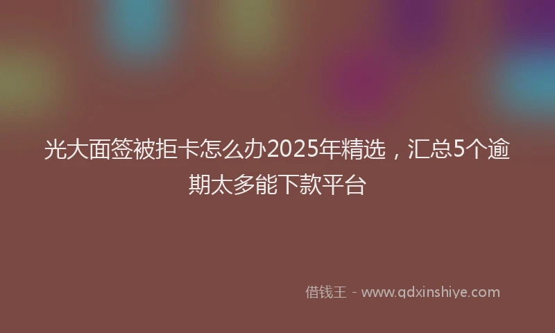 光大面签被拒卡怎么办2025年精选，汇总5个逾期太多能下款平台