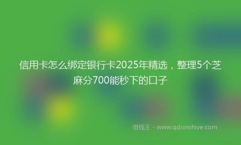信用卡怎么绑定银行卡2025年精选，整理5个芝麻分700能秒下的口子
