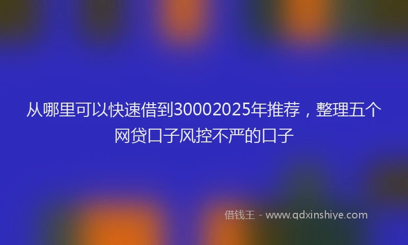 从哪里可以快速借到30002025年推荐，整理五个网贷口子风控不严的口子