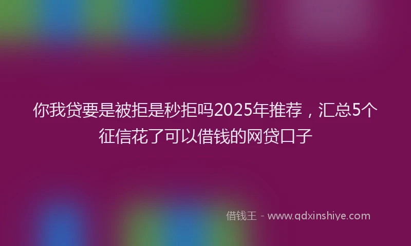 你我贷要是被拒是秒拒吗2025年推荐，汇总5个征信花了可以借钱的网贷口子