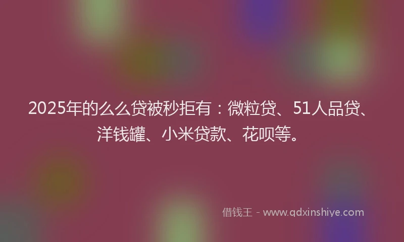 2025年的么么贷被秒拒有：微粒贷、51人品贷、洋钱罐、小米贷款、花呗等。