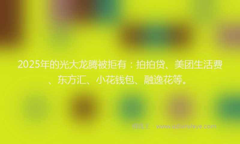 2025年的光大龙腾被拒有：拍拍贷、美团生活费、东方汇、小花钱包、融逸花等。