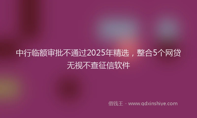 中行临额审批不通过2025年精选，整合5个网贷无视不查征信软件