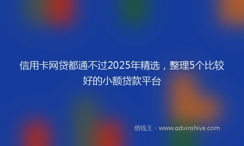 信用卡网贷都通不过2025年精选，整理5个比较好的小额贷款平台