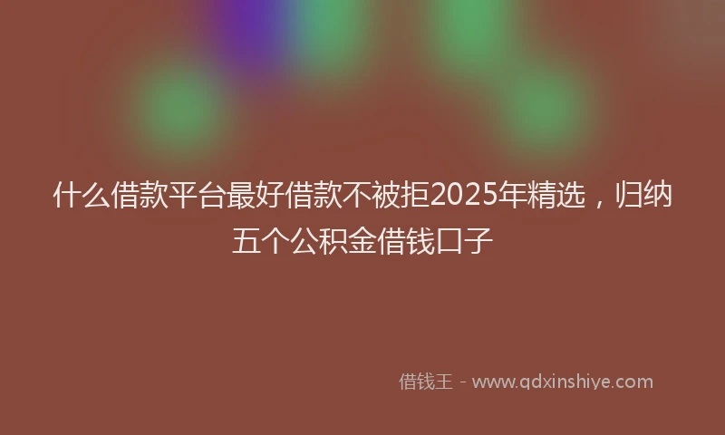 什么借款平台最好借款不被拒2025年精选，归纳五个公积金借钱口子