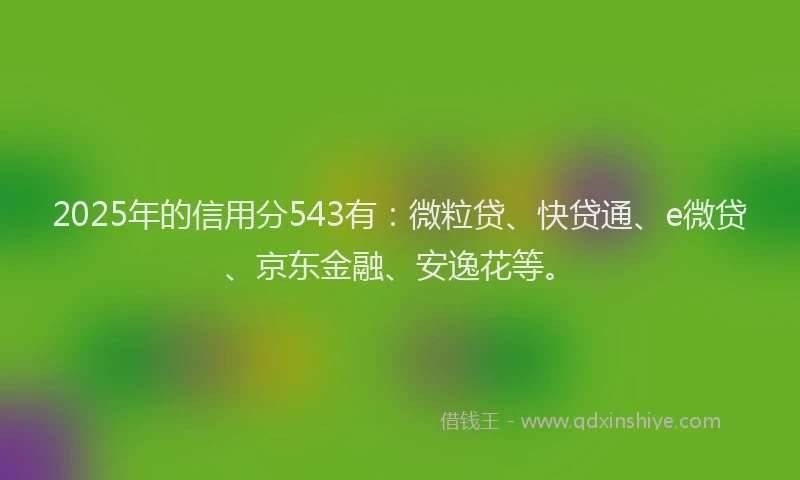 2025年的信用分543有：微粒贷、快贷通、e微贷、京东金融、安逸花等。