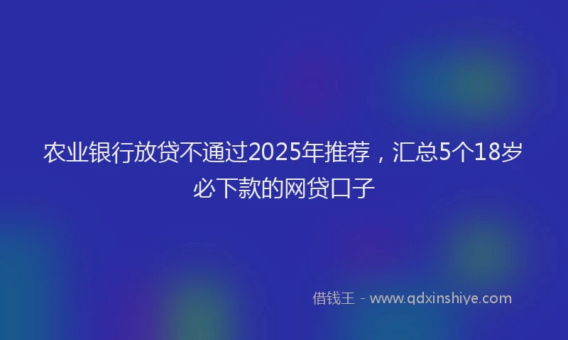 农业银行放贷不通过2025年推荐，汇总5个18岁必下款的网贷口子