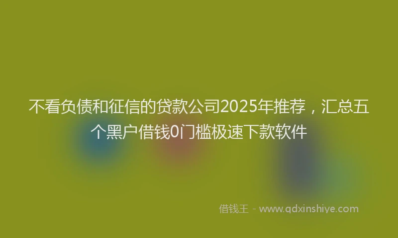 不看负债和征信的贷款公司2025年推荐，汇总五个黑户借钱0门槛极速下款软件