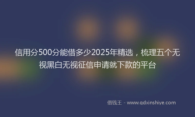 信用分500分能借多少2025年精选，梳理五个无视黑白无视征信申请就下款的平台