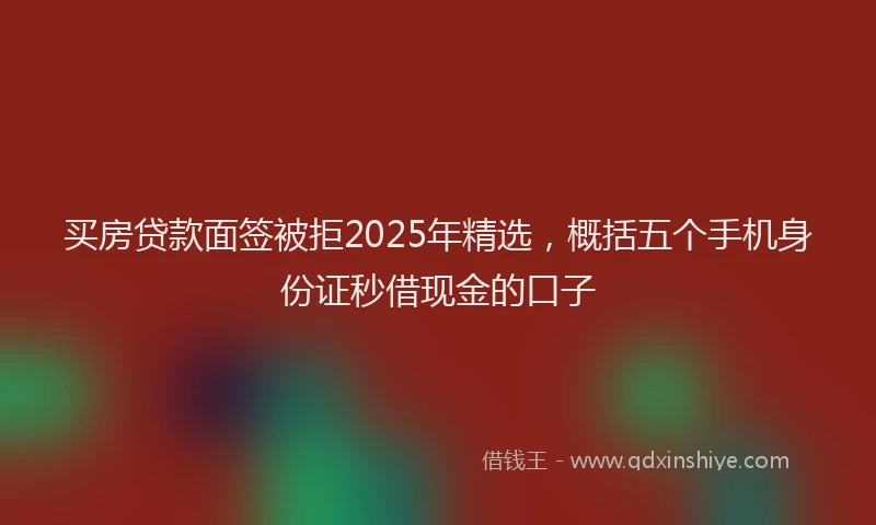 买房贷款面签被拒2025年精选，概括五个手机身份证秒借现金的口子
