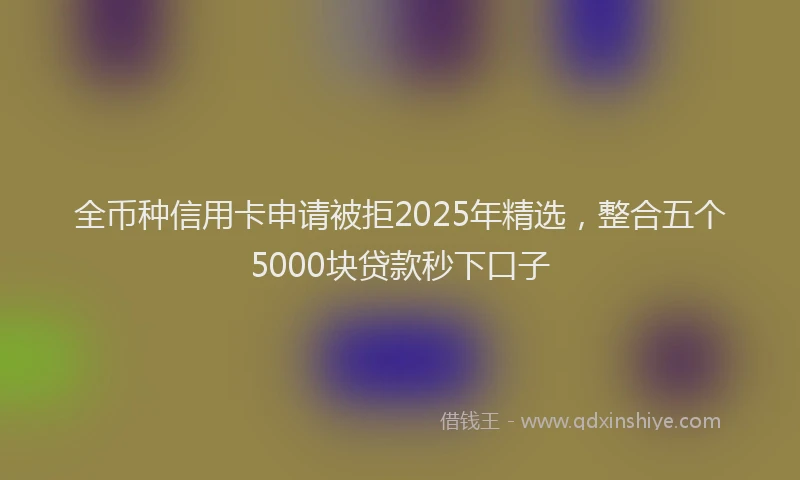 全币种信用卡申请被拒2025年精选，整合五个5000块贷款秒下口子