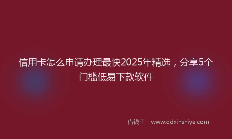 信用卡怎么申请办理最快2025年精选，分享5个门槛低易下款软件