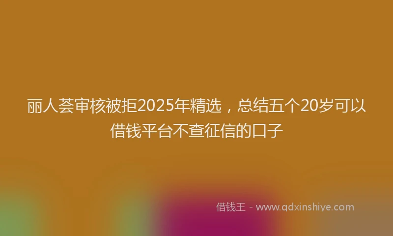 丽人荟审核被拒2025年精选，总结五个20岁可以借钱平台不查征信的口子