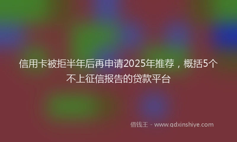 信用卡被拒半年后再申请2025年推荐，概括5个不上征信报告的贷款平台