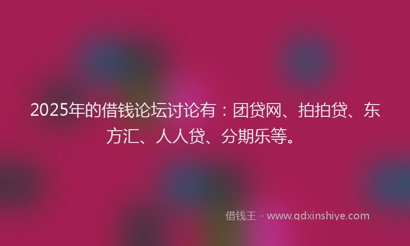 2025年的借钱论坛讨论有：团贷网、拍拍贷、东方汇、人人贷、分期乐等。