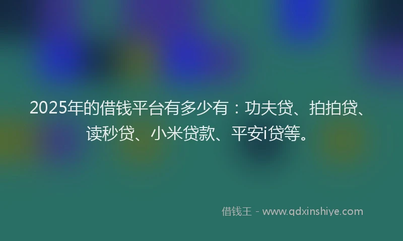 2025年的借钱平台有多少有：功夫贷、拍拍贷、读秒贷、小米贷款、平安i贷等。