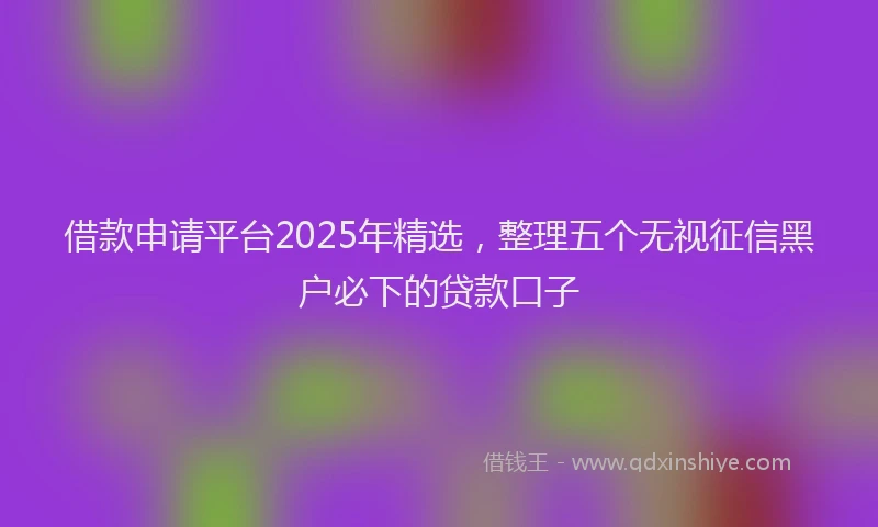 借款申请平台2025年精选，整理五个无视征信黑户必下的贷款口子