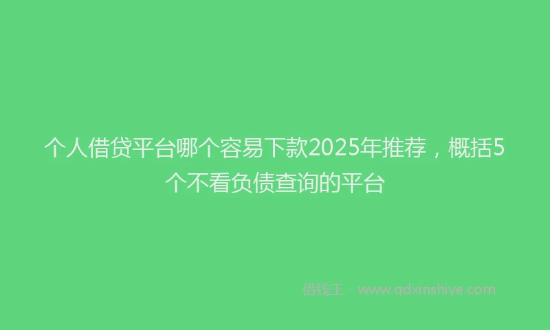 个人借贷平台哪个容易下款2025年推荐，概括5个不看负债查询的平台