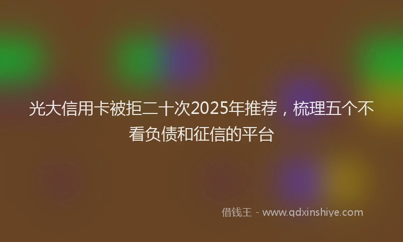 光大信用卡被拒二十次2025年推荐，梳理五个不看负债和征信的平台