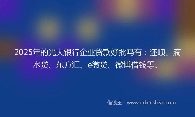 2025年的光大银行企业贷款好批吗有：还呗、滴水贷、东方汇、e微贷、微博借钱等。