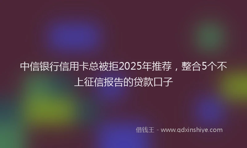 中信银行信用卡总被拒2025年推荐，整合5个不上征信报告的贷款口子