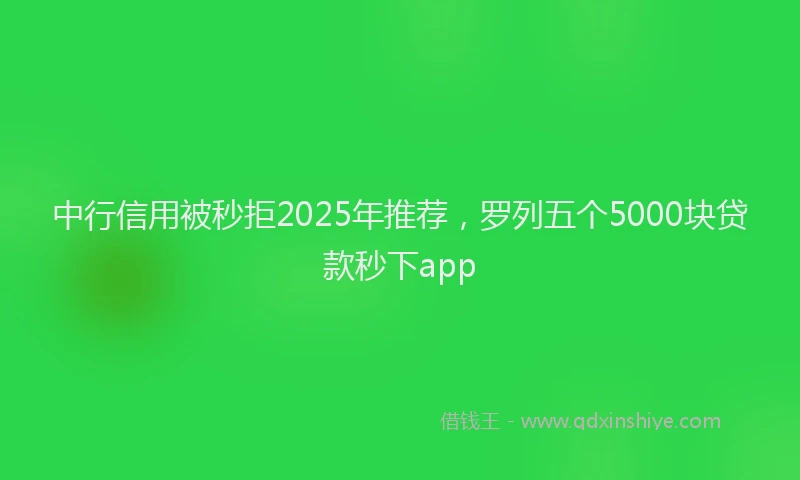 中行信用被秒拒2025年推荐，罗列五个5000块贷款秒下app