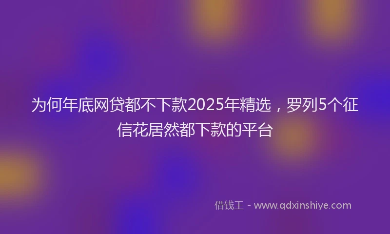 为何年底网贷都不下款2025年精选，罗列5个征信花居然都下款的平台