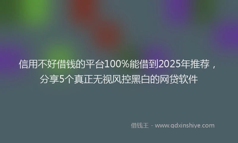 信用不好借钱的平台100%能借到2025年推荐，分享5个真正无视风控黑白的网贷软件