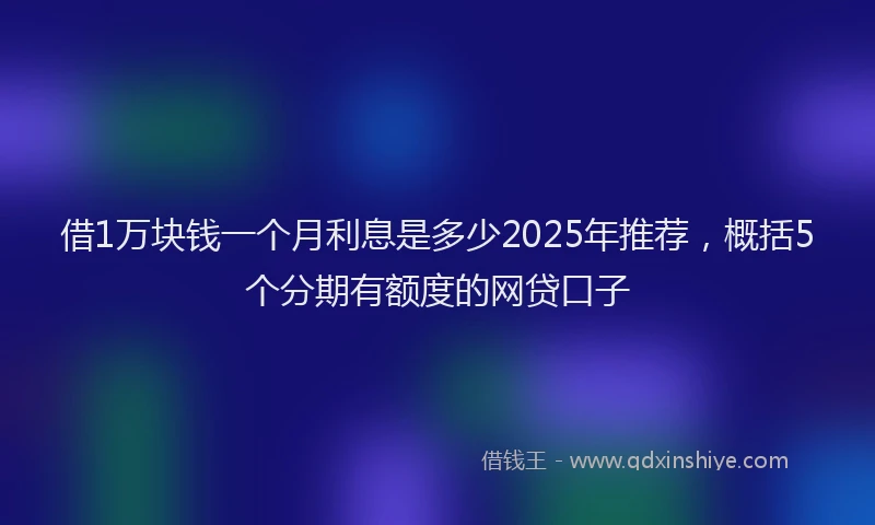 借1万块钱一个月利息是多少2025年推荐，概括5个分期有额度的网贷口子