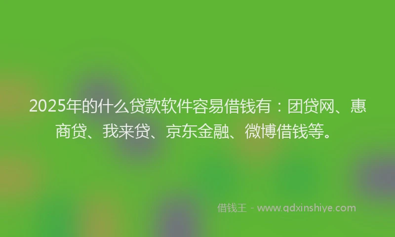 2025年的什么贷款软件容易借钱有：团贷网、惠商贷、我来贷、京东金融、微博借钱等。