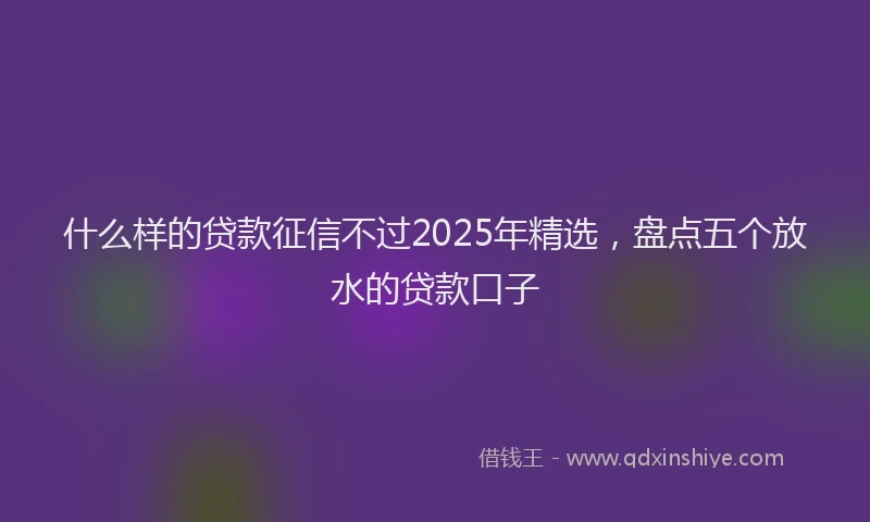 什么样的贷款征信不过2025年精选，盘点五个放水的贷款口子