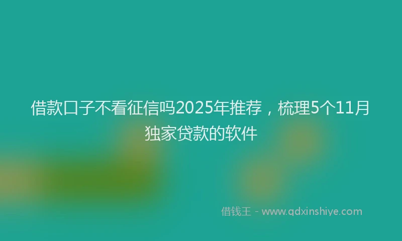 借款口子不看征信吗2025年推荐，梳理5个11月独家贷款的软件