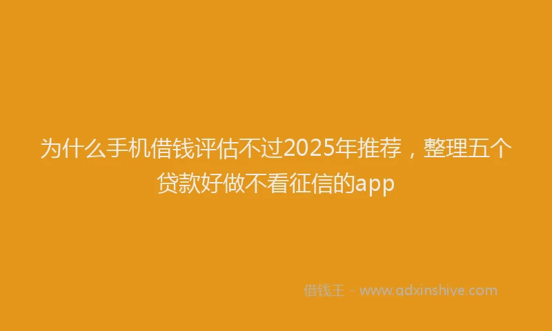 为什么手机借钱评估不过2025年推荐，整理五个贷款好做不看征信的app